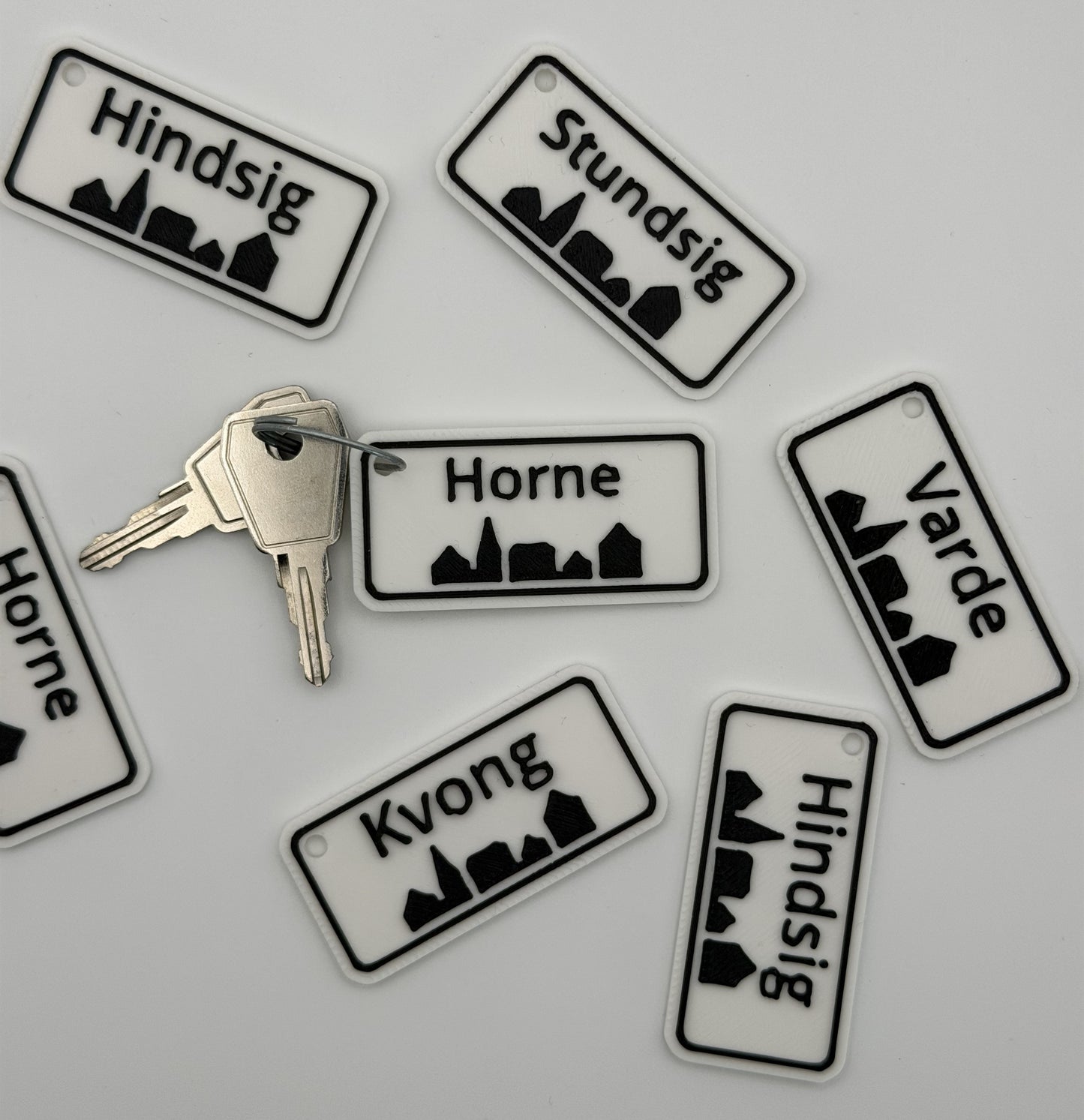 Personlig nøglering med bynavn