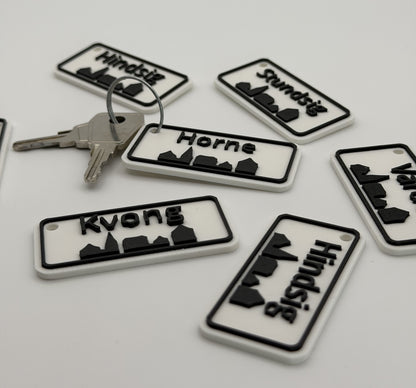 Personalized keychain with city name
